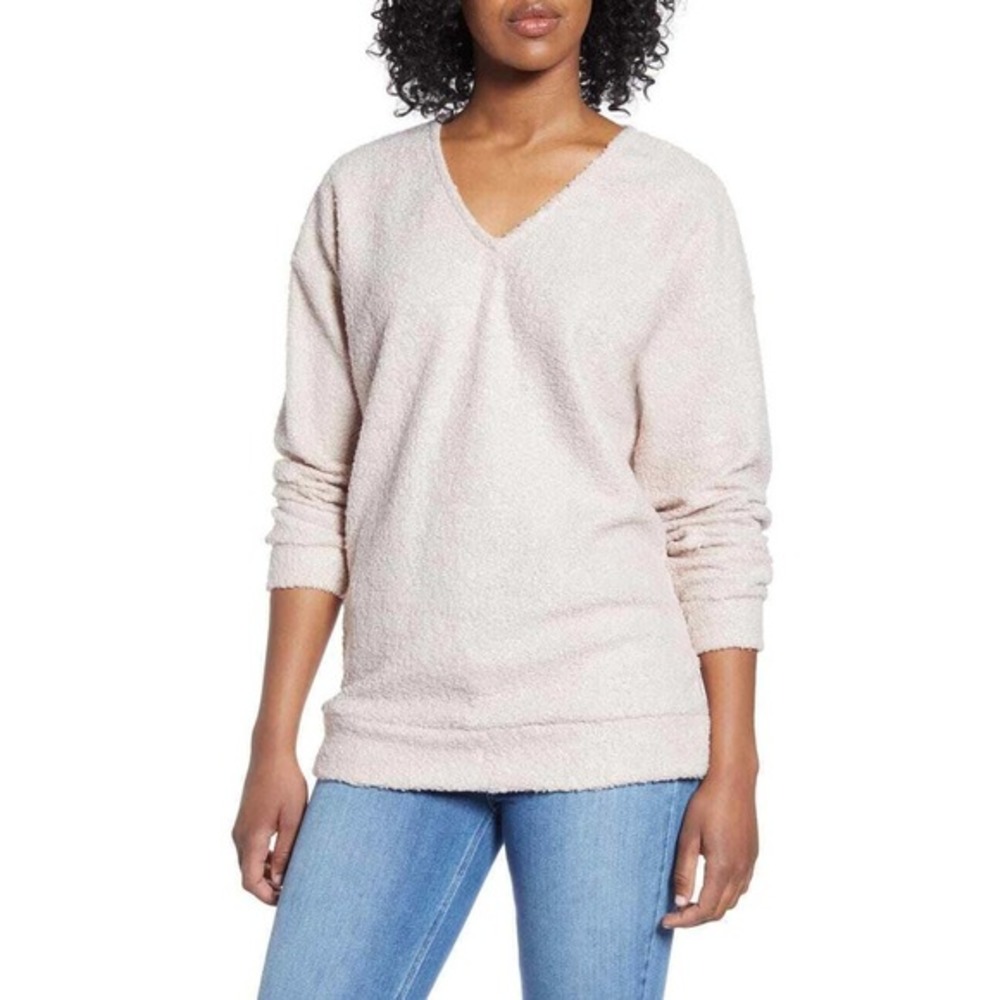 Caslon Faux Shearling Teddy Sweater Size M